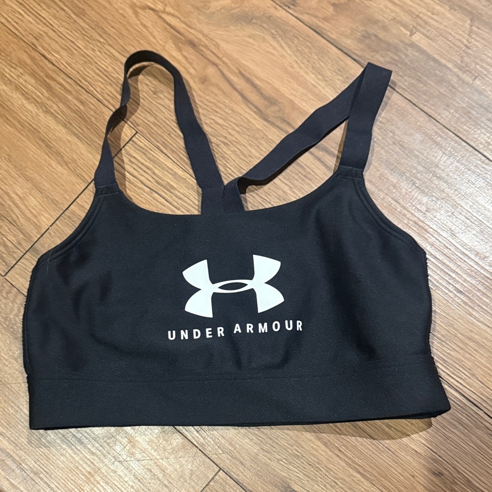 Under Armour Black Sports Bra with White Logo